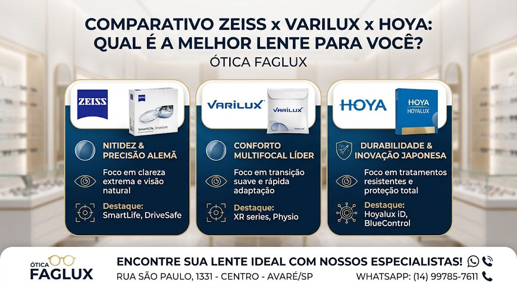 Comparativo Zeiss x Varilux x Hoya | Lentes Antirreflexo, Progressivas e Lente para Computador