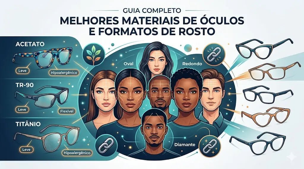 Melhores Materiais de Óculos e Formatos de Rosto 2026