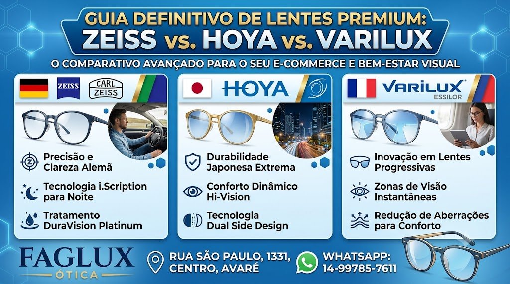 Zeiss vs. Hoya vs. Varilux – O Comparativo Avançado