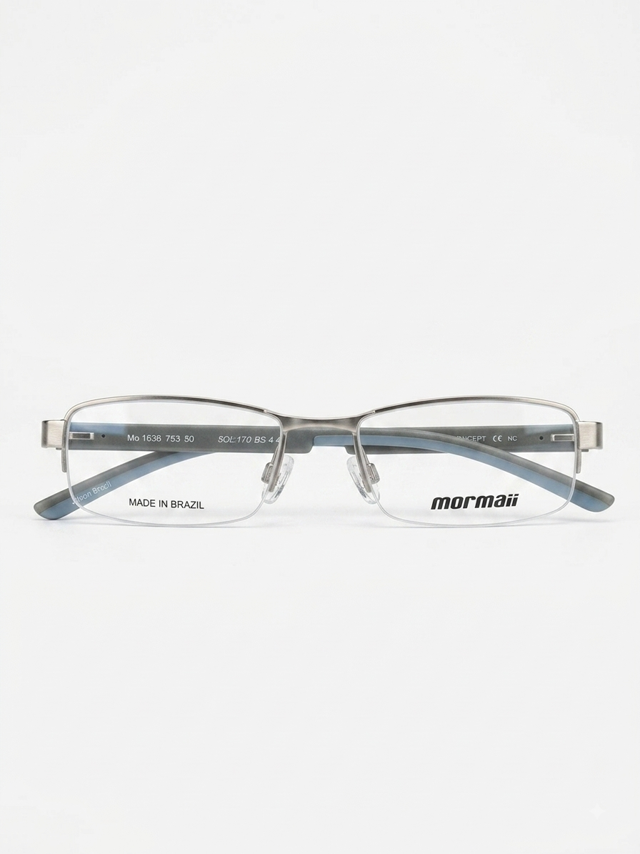 Óculos de grau Mormaii 1636 753 com armação preta e lentes transparentes, estilo clássico e confortável.