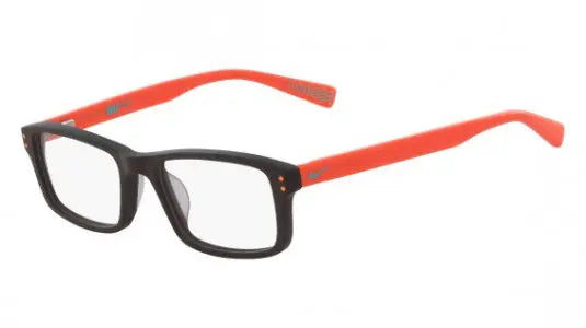Óculos de grau Nike 5537 com armação preta, lentes transparentes e haste ajustável, estilo moderno e confortável.