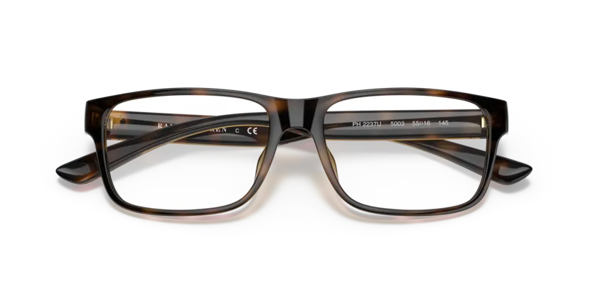 Óculos de grau Polo Ralph Lauren PH2237u 5003 com armação preta, lentes redondas e design clássico.