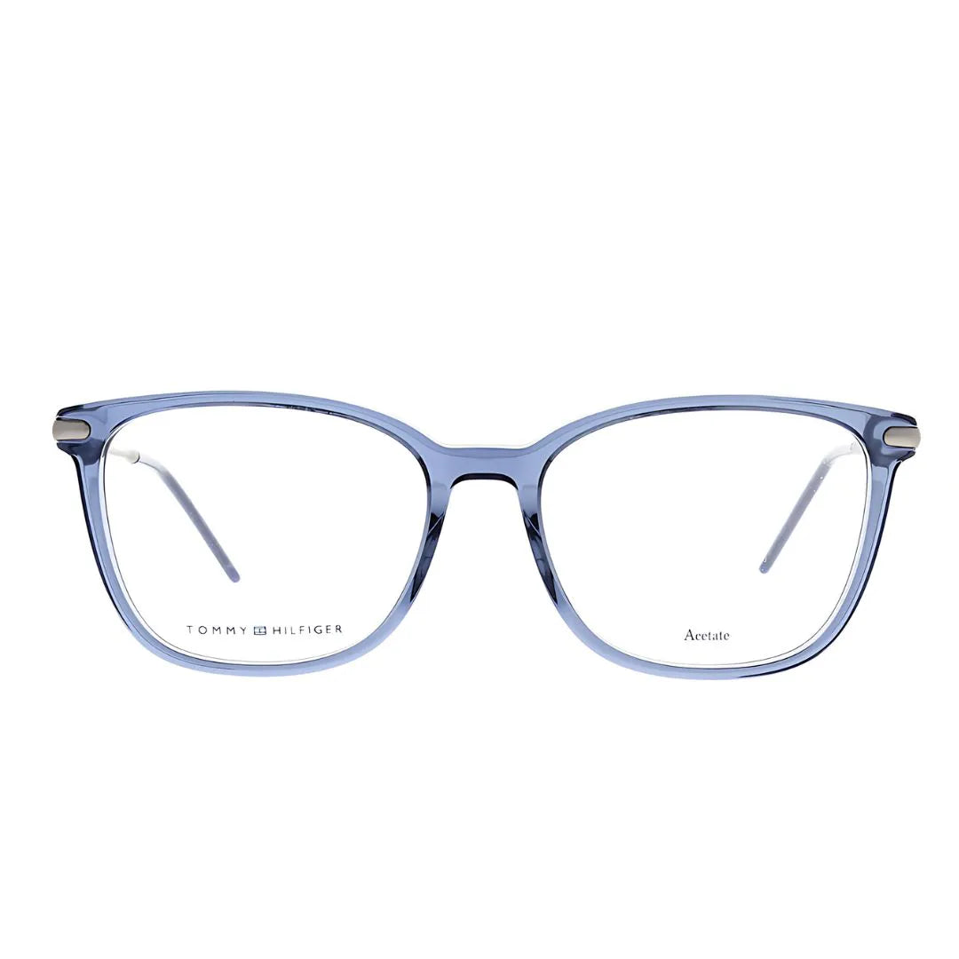 Óculos de grau Tommy Hilfiger TH1708 MVU com armação preta e lentes transparentes, estilo clássico e elegante.
