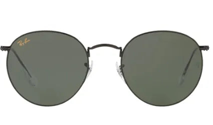 Óculos de sol Ray-Ban RB3447L Round Metal com armação de metal dourada e lentes em tom cinza, tamanho 53.