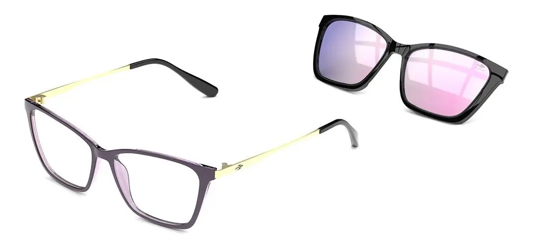 Óculos de grau Mormaii Swap 3 com armação azul e lentes claras, modelo Clp-on, tamanho 57mm, estilo moderno e confortável.