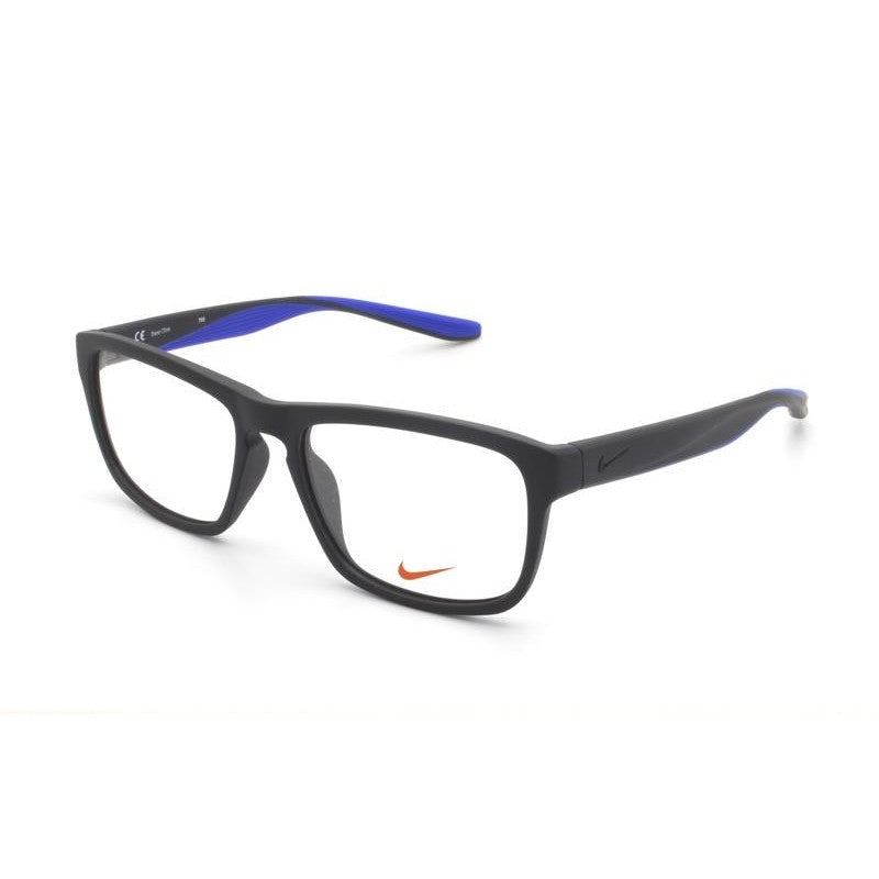Óculos de grau Nike 7104 com armação preta e lentes transparentes, modelo moderno e confortável.