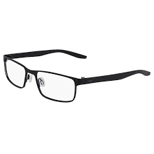 Óculos de grau Nike 8131 001 com armação preta, lentes transparentes e design moderno para uso diário.