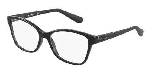 Óculos de grau Vogue VO2998 W44 com armação preta, lentes transparentes e detalhes modernos, ideal para uso diário.