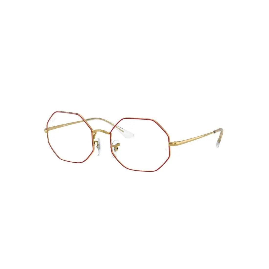 Óculos de Grau Ray-Ban Octagon 0RX1972V 3106 54 Metal Dourado e Vermelho - Ótica FagLux