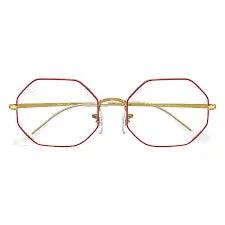 Óculos de Grau Ray-Ban Octagon 0RX1972V 3106 54 Metal Dourado e Vermelho - Ótica FagLux