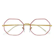 Óculos de Grau Ray - Ban Octagon 0RX1972V 3106 54 Metal Dourado e Vermelho - Ótica Vision Care