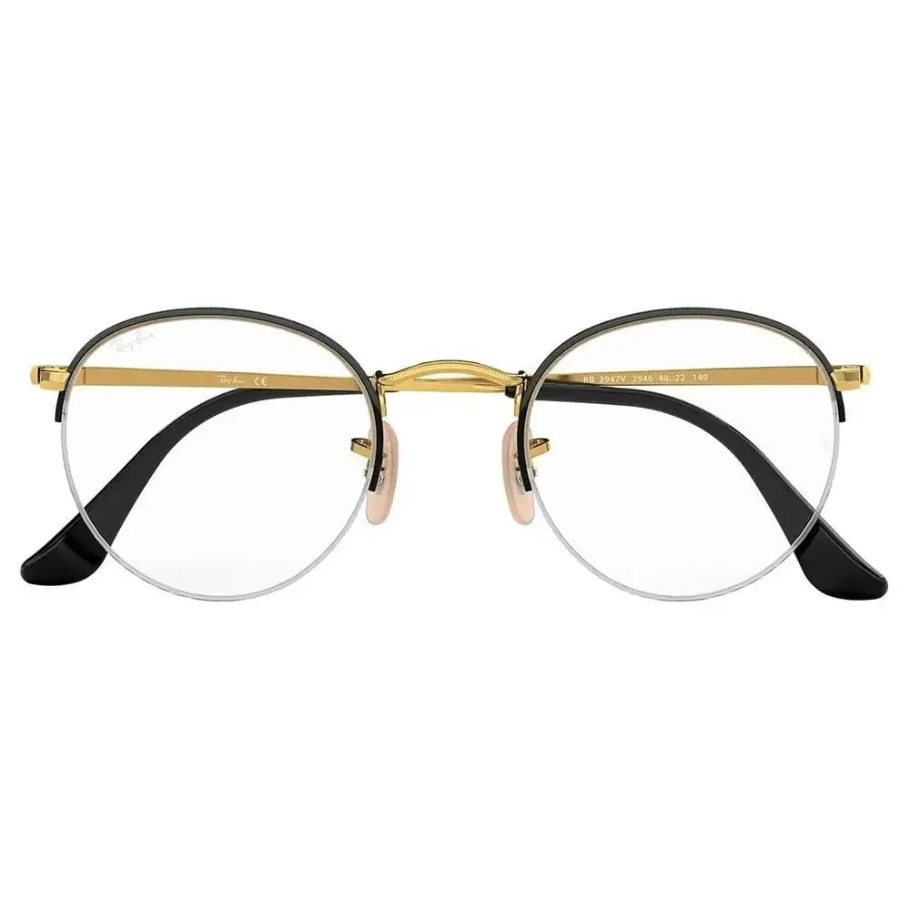 Óculos de Grau Ray - Ban Round Gaze RB3947VL 2946 51 - Preto / Dourado - Ótica Vision Care