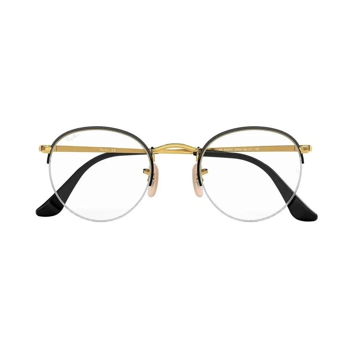 Óculos de Grau Ray-Ban Round Gaze RB3947VL 2946 51 - Preto / Dourado - Ótica FagLux