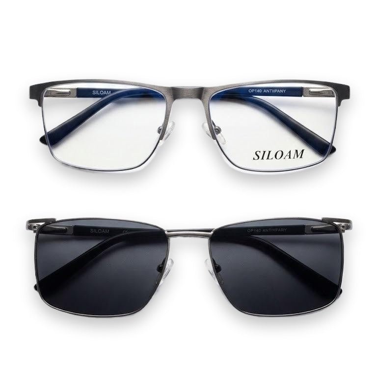 Óculos de Grau Siloam Paris 2860 56 Ant. L. Grey Clip-on - Ótica FagLux