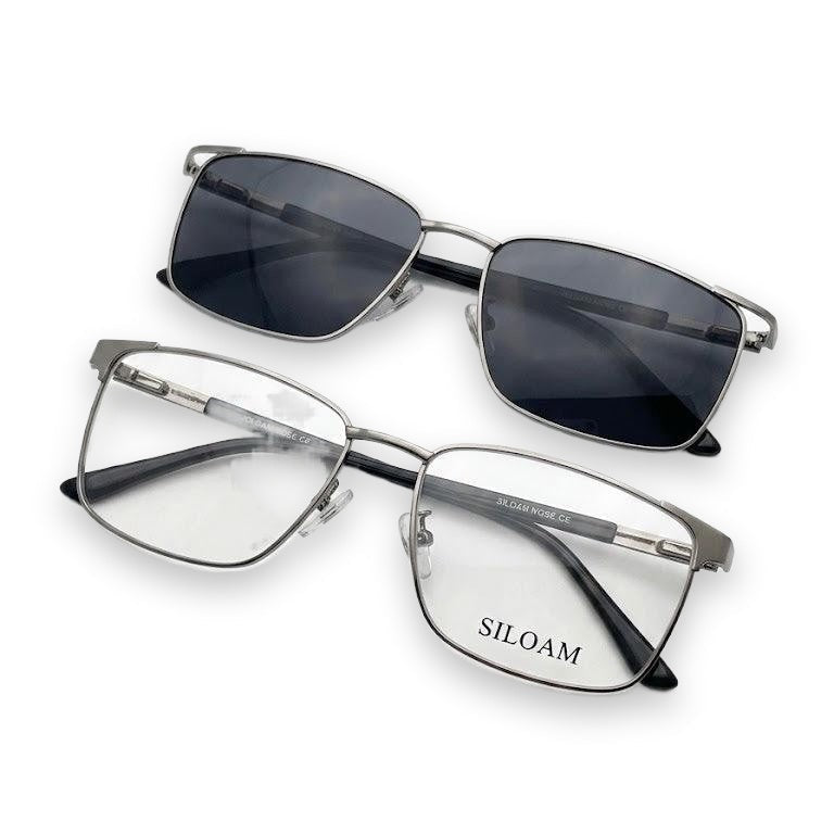 Óculos de Grau Siloam Paris 2860 56 Ant. L. Grey Clip-on - Ótica FagLux