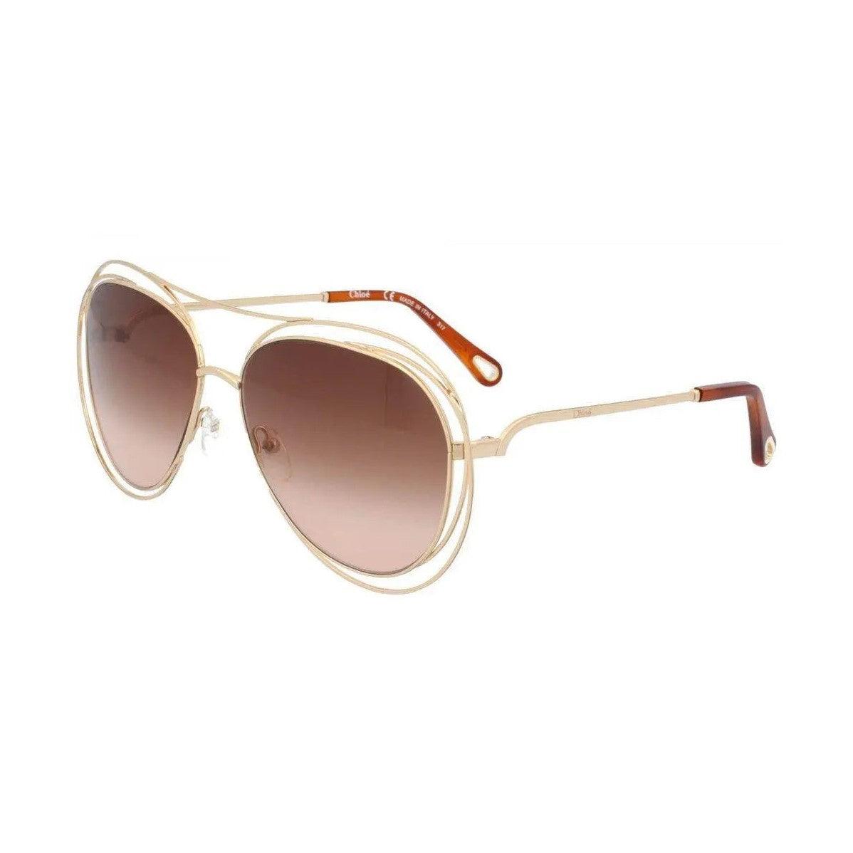 Óculos de Sol Chloé Carlina Ce134S 791 61 Dourado/Marrom - Ótica FagLux