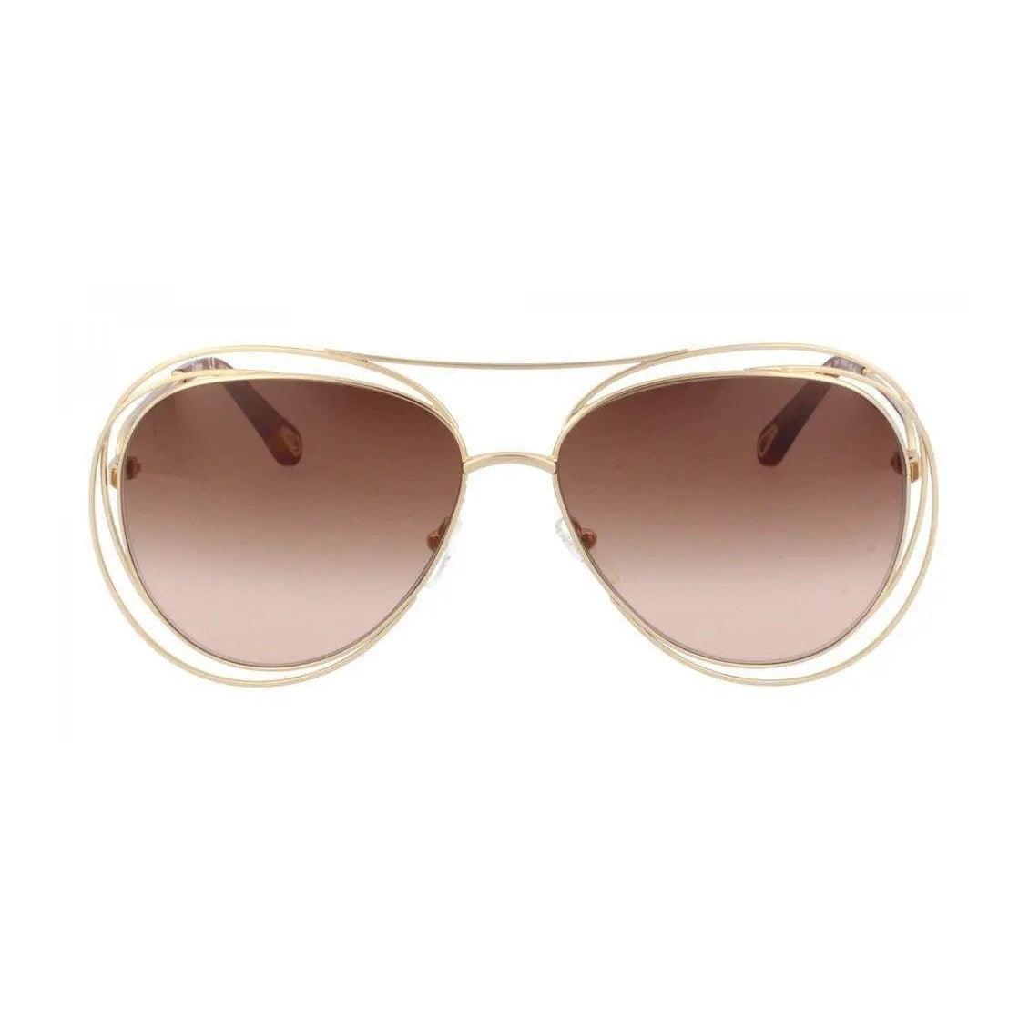 Óculos de Sol Chloé Carlina Ce134S 791 61 Dourado/Marrom - Ótica FagLux
